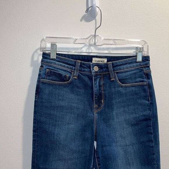 LAgence Womens Blue Denim Flare Jeans Size 26 Cotton Polyester - Picture 2 of 8